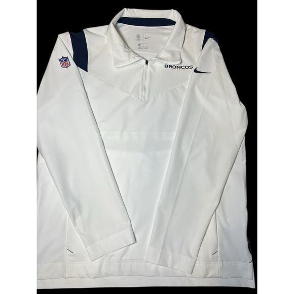 NFL Denver Broncos Nike Coaches Sideline L/S White 1/4 Zip Golf Jacket Men's L - Picture 2 of 15